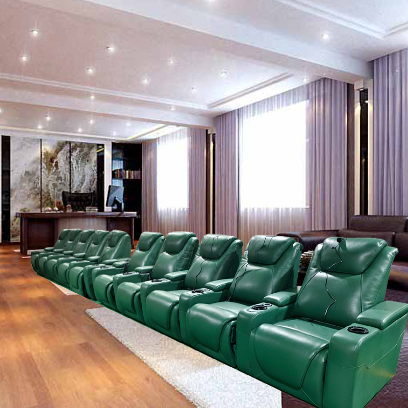 Home Cinema Recliner Chairs - -Yeşil Renk Ev Mobilyaları 4'lü Kanepe