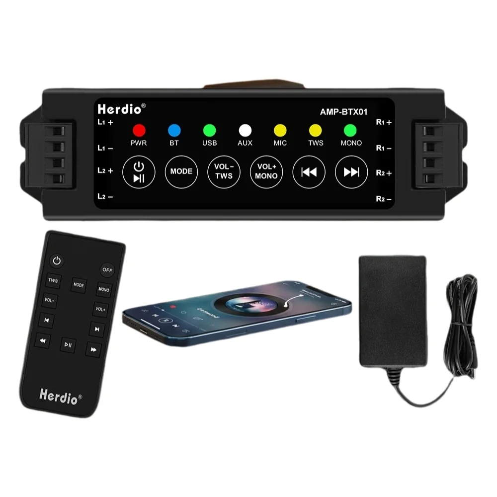 Home Cinema Bluetooth - Herdio 4 Kanallı Bluetooth Ses Amplifikatörü,