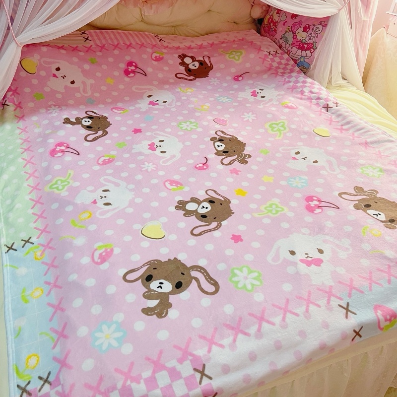 Home Cinema Chairs - Sevimli Sanrio Sugarbunnies Mercan Peluş Battaniye
