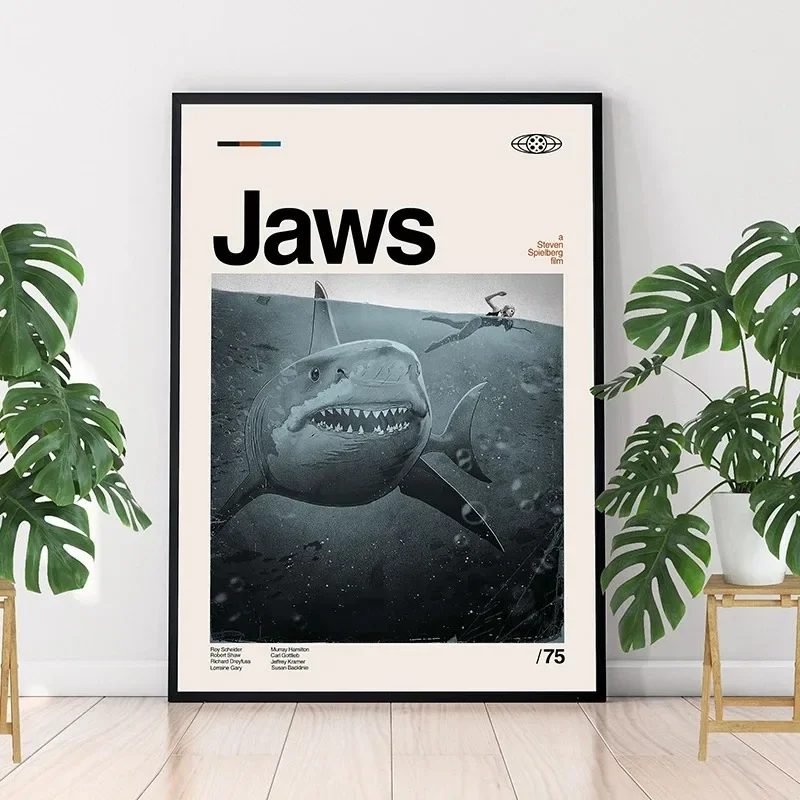 Home Cinema Interiors - Minimalist Sanat Jaws Film Posteri Steven