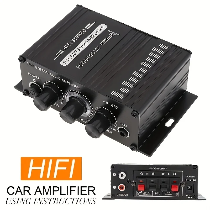 Home Cinema Hall - AK-270 400W Mini Güç Amplifikatörü 12V/24V