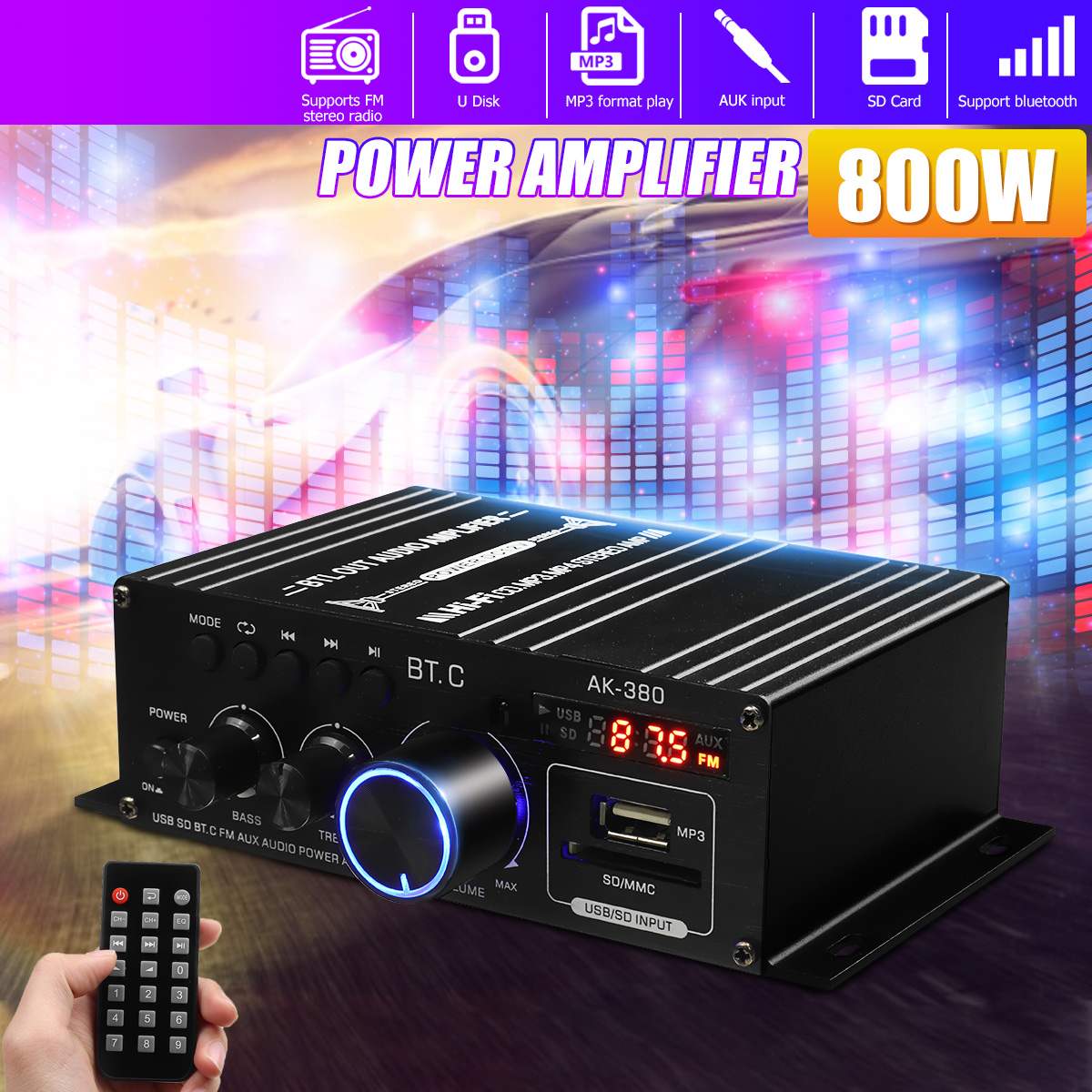 AK35 AK380 800 W Ev Güç Amplif - Home Cinema Bluetooth incelemesi ve fiyatı