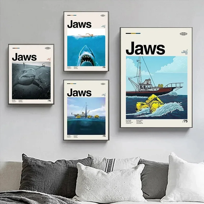 Minimalist Sanat Jaws Film Pos - Home Cinema Interiors incelemesi ve fiyatı