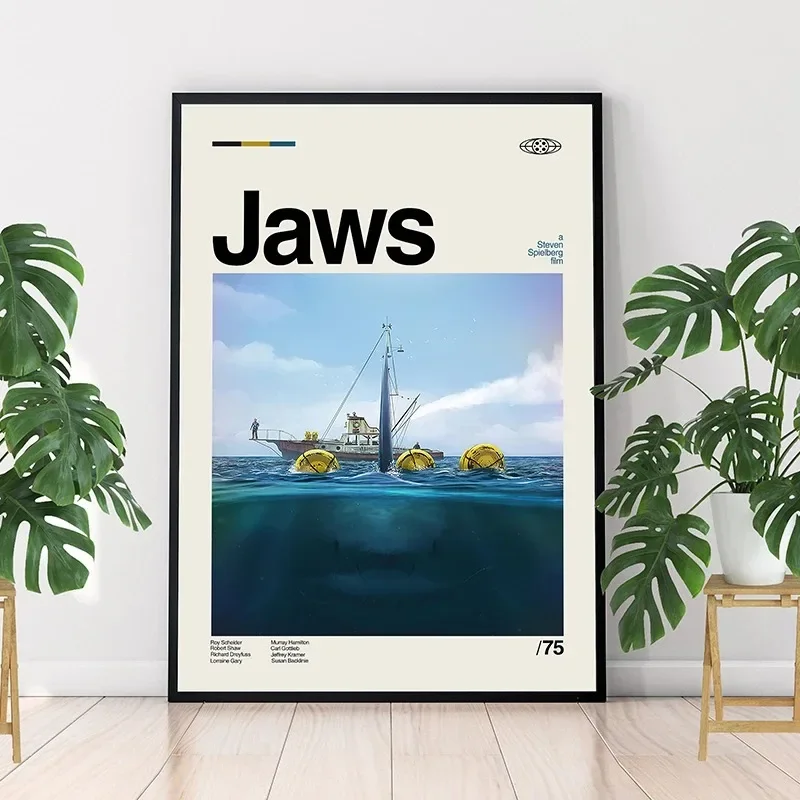Minimalist Sanat Jaws Film Pos - Home Cinema Interiors incelemesi ve fiyatı